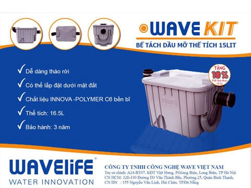 Bể tách dầu mỡ dung tích 15 lít Wave Kit