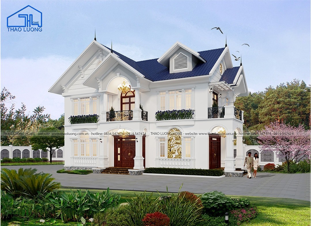 Biệt thự mái Thái 2 tầng sân vườn phong cách tân cổ điển