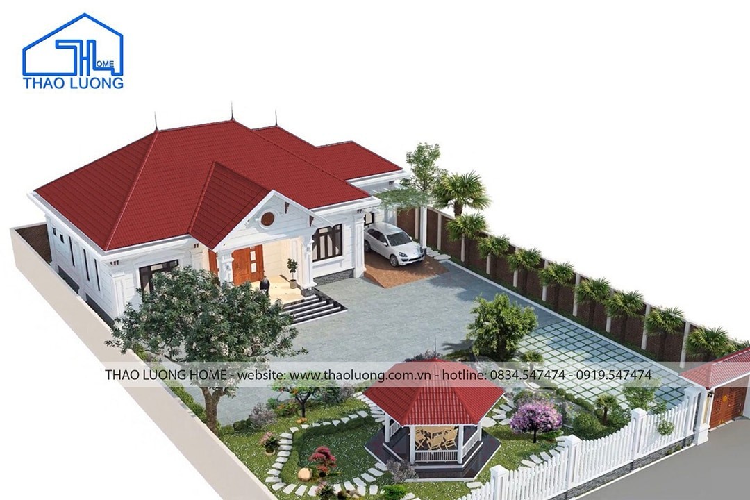 Một mẫu nhà mái Thái sân vườn đẹp của Thảo Lương Home thiết kế