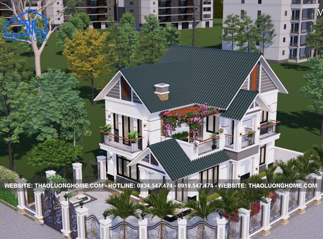Mẫu thiết kế 3D nhà mái Thái của 1 khách hàng lựa chọn dịch vụ của Thảo Lương Home