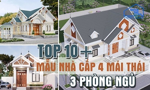 Top 10 mẫu nhà cấp bốn mái thái 3 phòng ngủ