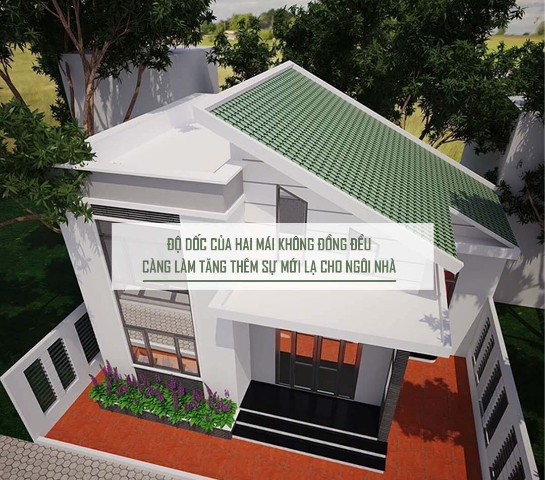 Mẫu thiết kế nhà 2 tầng mái lệch đẹp hiện đại  Kiến Thiết Việt