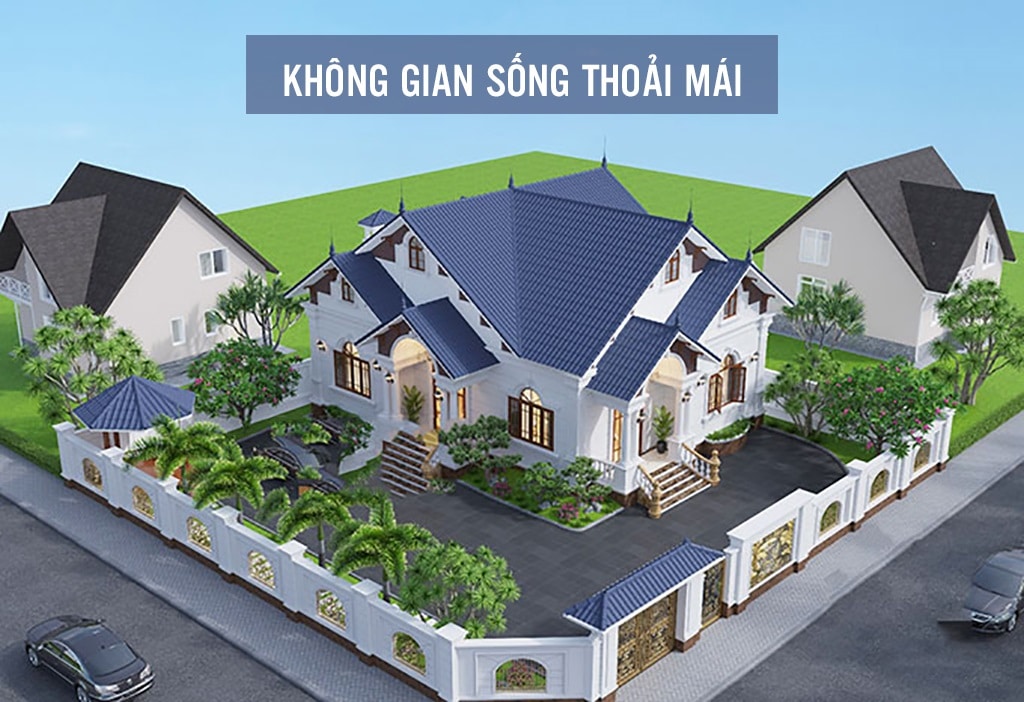 Nhà mái Thái 1 tầng thiết kế sân vườn đem đến không gian sống thoải mái