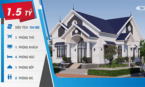 Mẫu nhà mái Thái 1 tầng TA110041
