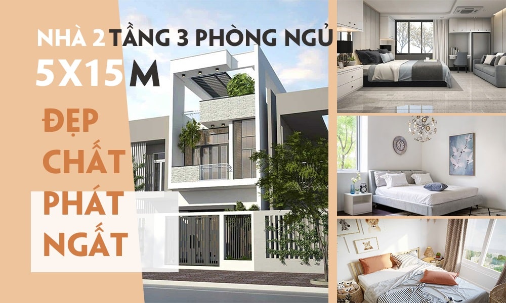 Nhà 2 tầng 3 phòng ngủ 5x15 đẹp, chất phát ngất